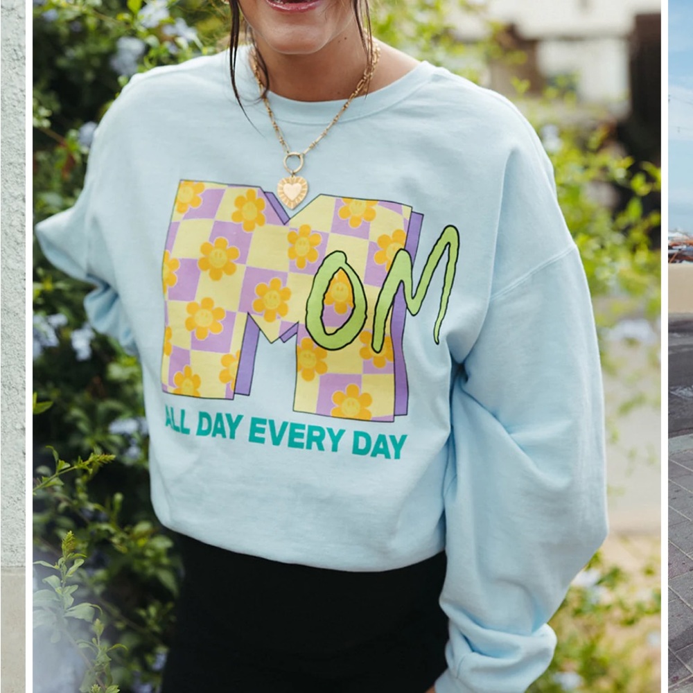 Slyfox Threads MOM TV Blue crewneck